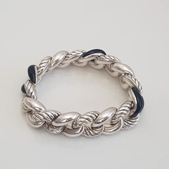 David Yurman Belmont Curb Link Bracelet With Black - Picture 6 of 16